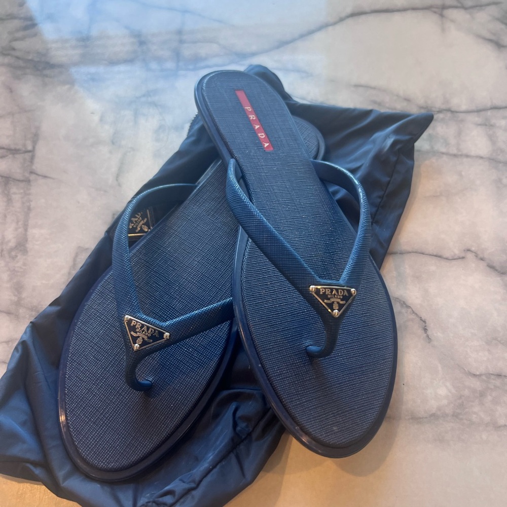 Blue Prada flip flops - used